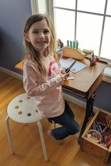 Working at Her Crafting Desk