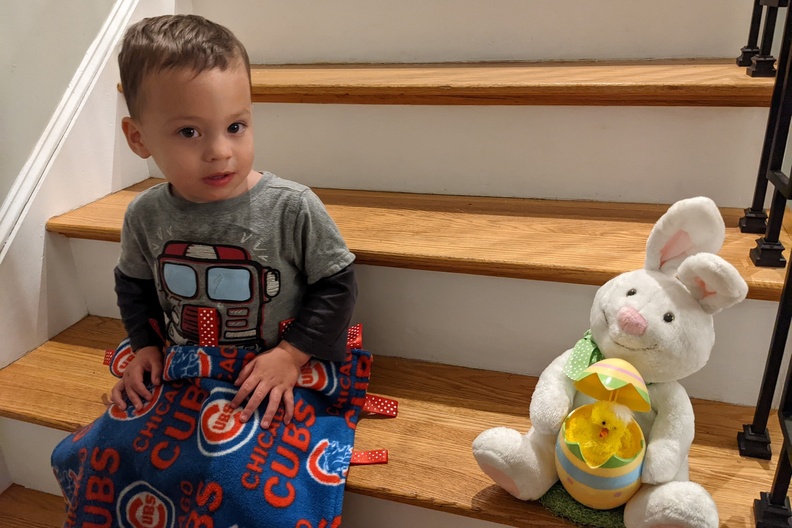Owen Chilling With the Easter Bunny