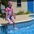 Frozen Girl Sliding Into the Pool