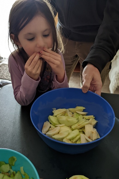Evie Ensuring No Apples Make it to the Pie