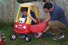 Yep He Is Stuck in the Cozy Coupe