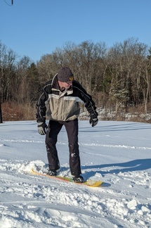 Daddy Trying to Snowboard