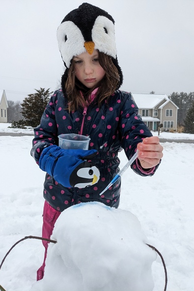Coloring Her Snowgirl