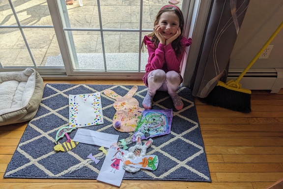 Evie and Her Spring Art Projects