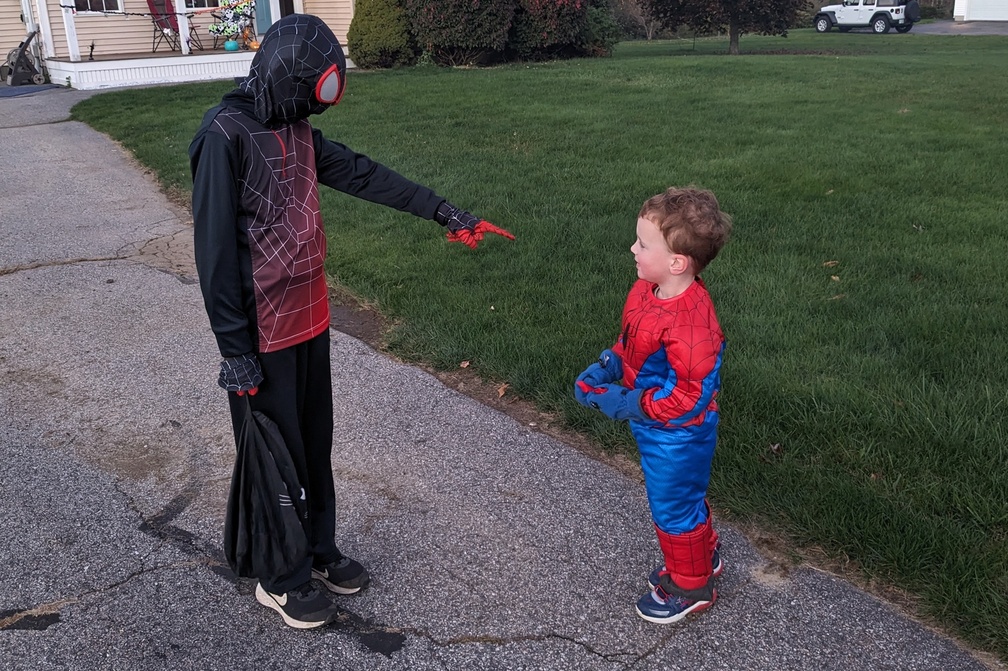 Laughing With Little Neighbor Spiderman