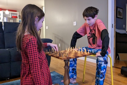 Talking His Sister Through Chess